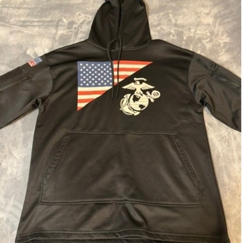 Rothco USMC Marine Corps Tactical Hoodie Black American Flag Mens XL US Marine